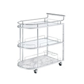 Inyo Clear Glass & Chrome Finish Serving Cart Model AC00161 By ACME Furniture
